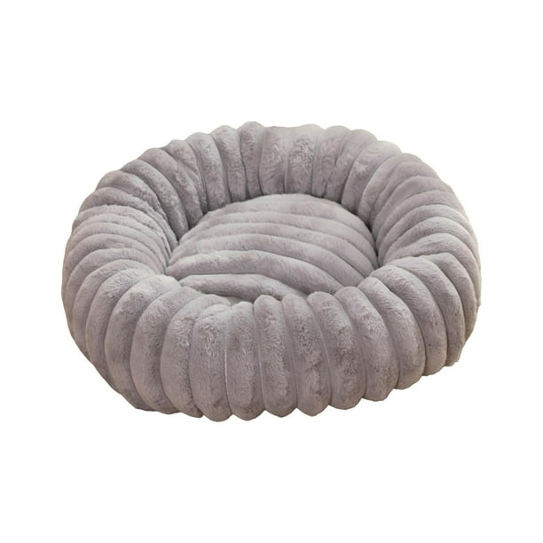 Cama redonda de felpa para gatos, cómoda, cama acolchada para gatitos, suave, cama para perros, cama para mascotas con forma de donut para suministros Gris 50cm