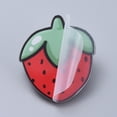 thumbnail image 2 of 20pcs Acrylic Safety Brooches with Iron Pin Strawberry Red 40x35x8mm Pin: 0.8mm, 2 of 3