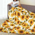 thumbnail image 6 of Bingfone Modern Elegant Sunflower Print Flannel Fleece Blanket Throw Blanket for Bed,Sofa,Couch,Travel,Camping(50"x40" ), 6 of 8