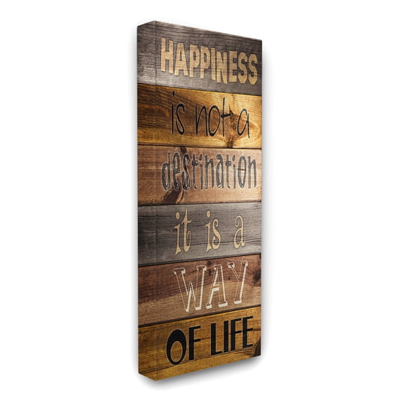The Stupell Home Decor Collection Happiness Destination Planked Canvas Wall Art