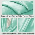 thumbnail image 2 of Amay Satin Silk Oversized King Duvet Cover Set (120"×98", Aqua ) – Ultra-Soft, Wrinkle-Resistant – Ideal for Spacious Bedrooms, Couple Beds – 3-Piece Set, 2 of 5