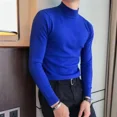 thumbnail image 5 of Suéter de cuello alto para hombre, estilo coreano, manga larga, tejido de punto, cuello alto, original, estético, holgado, 5 of 5