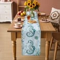 thumbnail image 3 of Coastal Seahorse Table Runner, Ocean Nautical Starfish Seashells Coral Washable Cotton Linen Table Runners 48 Inches Long, Dresser Scarf Runner for Nightstand/Coffee/End Tables 13''x48'', 3 of 8