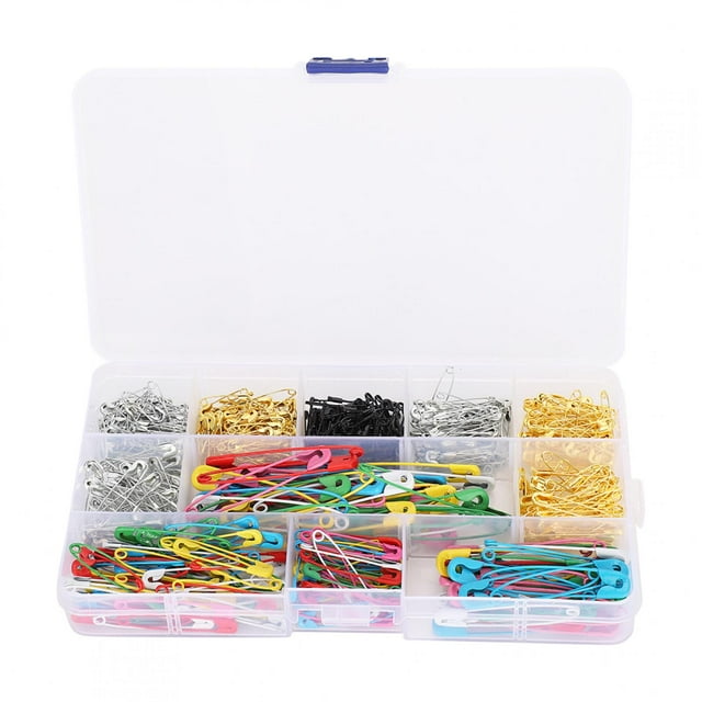 Juego de 500 imperdibles de colores, multicolor, con múltiples especificaciones, en caja, con accesorios para etiquetas.