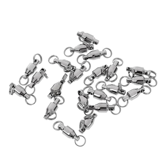 relayinert 20Pcs Heavy Duty Ball Bearing Swivel Rings Sea Fishing 4# Solid Saltwater Silver 4#