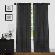 Sapphire Home 2 Panels Window Sheer Curtains 54" x 84" Inches 84" Total Width, Voile Panels for Bedroom Living Room, Rod Pocket, Decorative Curtains, Solid Sheer 84" Charcoal