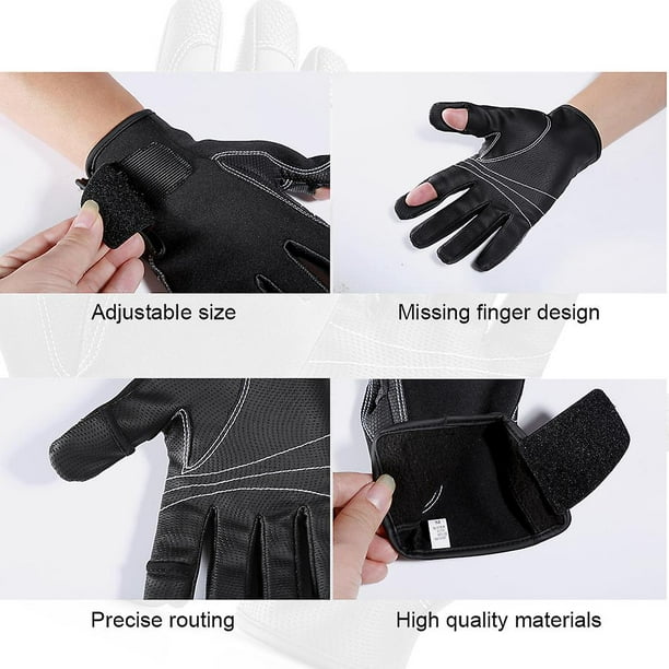 Yundap Neoprene Fishing Gloves For Men And Women With 2 Flexible Cutting Fingers Black Xl