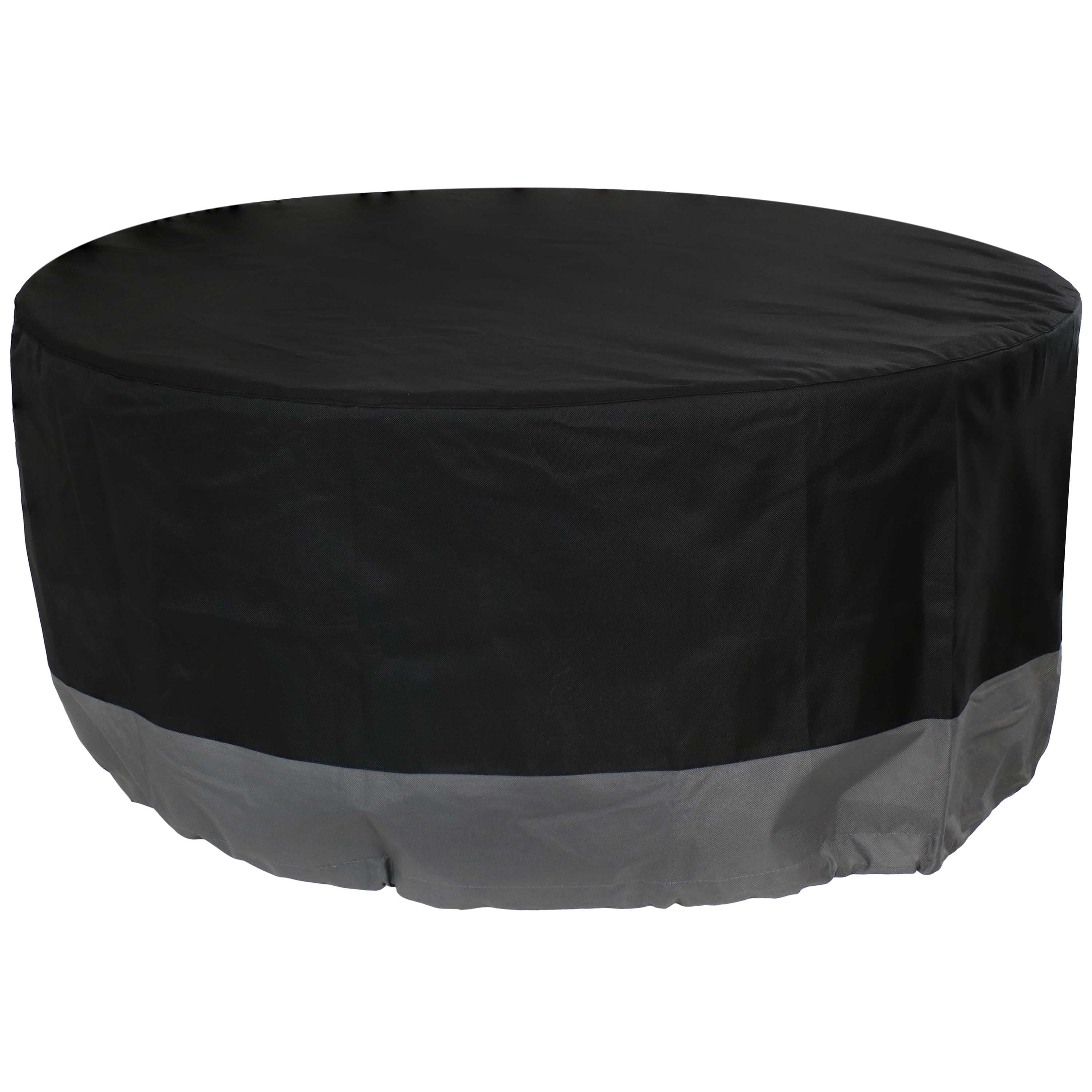 Waterproof and UV-Resistant Gray/Black 40-Inch x 18-Inch Sunnydaze Round 2-Tone Outdoor Fire Pit Cover Heavy Duty 300D Polyester Exterior Circular Winter Cover for Fire Pit