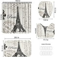 thumbnail image 5 of 4Pcs Paris Eiffel Tower Shower Curtain Sets Bathroom Set Decor with Non-Slip Rugs Bath U-Shaped Mat Toilet Lid Cover Waterproof Vintage Word Art Bathroom Curtains Shower Set with 12 Hooks, 5 of 7