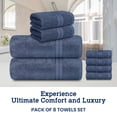 thumbnail image 4 of Casa Lino 8Pc Premium Bath Towel Set (2 Bath Towels, 4 Washcloths, 2 Hand Towels) - 100% Cotton, 400GSM & Ultra Absorbent (Cobalt), 4 of 6