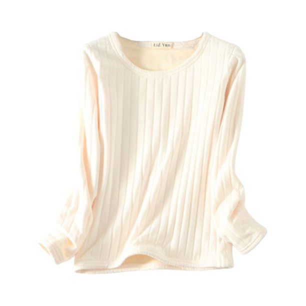 Qarigey Ropa interior Camiseta Mujer Cálido Grueso Algodón A prueba de viento Ropa interior sin rastro Ropa cómoda Manga larga Invierno Prendas para la parte del cuerpo Blanco, Blanco L L Qarigey AP013131-10