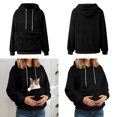 thumbnail image 4 of Women Big Pouch Hoodie Oversized Dog Carrier Hoodie Casual Long Sleeve Oversized Pocket Dog Hoodies for Women Warm Fall Winter Clothes, 4 of 5
