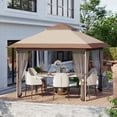 thumbnail image 1 of DSstyle Pavillon Extérieur avec Moustiquaire, Pavillon à Toit Rigide à Hauteur Réglable 10x10, Pavillon Escamotable Cadre en Métal Robuste, Bois et Résistant aux Pluies, Anti-UV, pour Jardin Cour Arrière Patio, 1 of 9