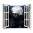 thumbnail image 1 of EREHome Open Window Moon Night Tapestry Polyester Fabric Tapestries Wall Art Hanging 60x90 Inches, 1 of 3