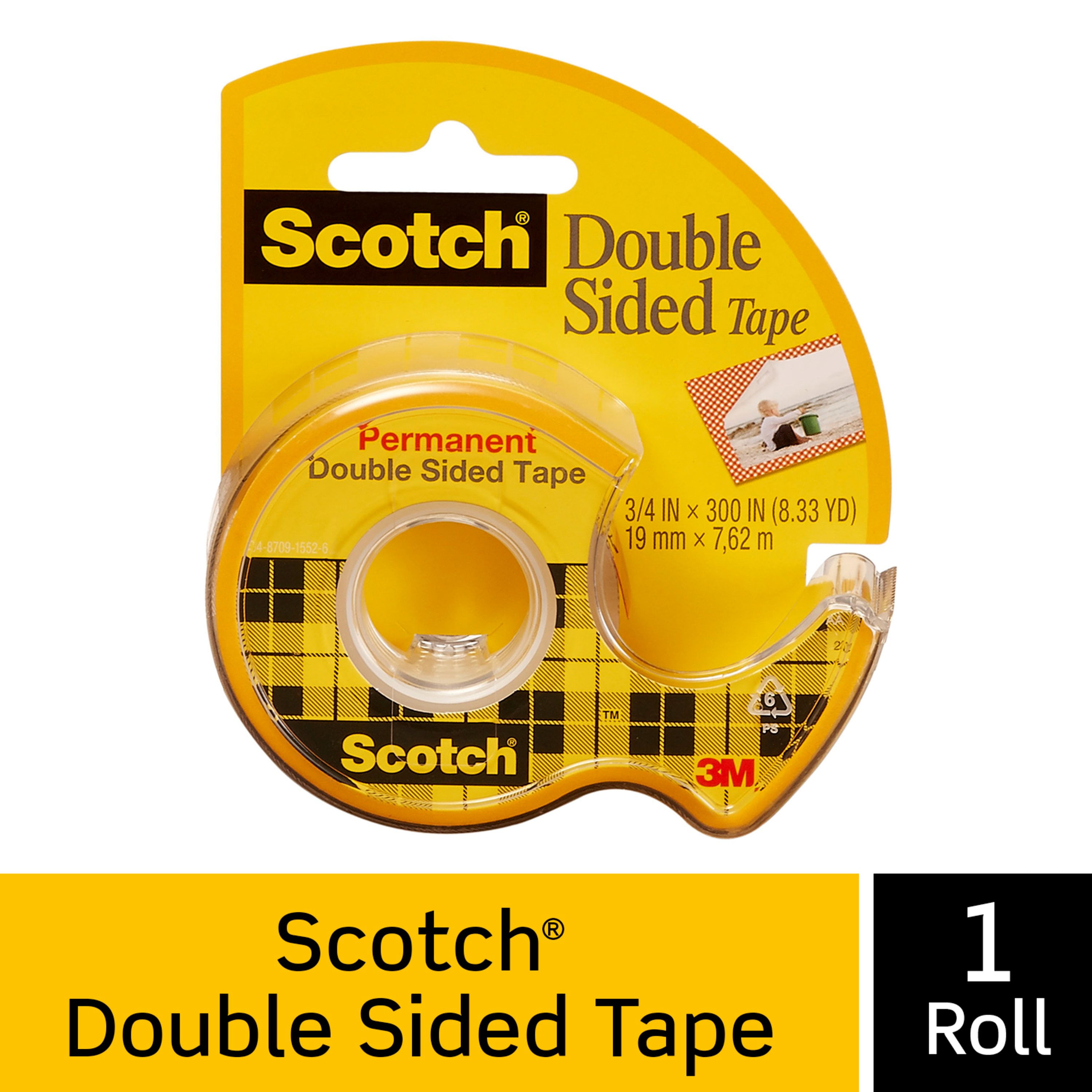 Scotch Double-Sided Tape Dispenser Roll, 3/4' x 300'