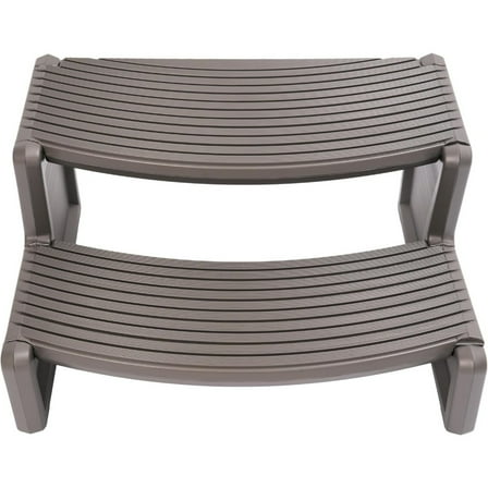 Universal 2-Step Spa Step Carbon Gray Plastic Slip-Resistant Striped Outdoor/Indoor Hot Tub Pool Ladder Stool