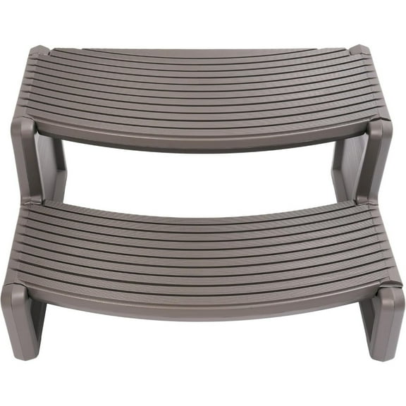Universal 2-Step Spa Step Carbon Gray Plastic Slip-Resistant Striped Outdoor/Indoor Hot Tub Pool Ladder Stool