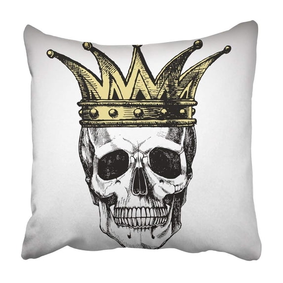 ARTJIA Goth King Of Death Portrait Skull With Crown Rock For Your Design Graphic Halloween Pillowcase 18x18 inch