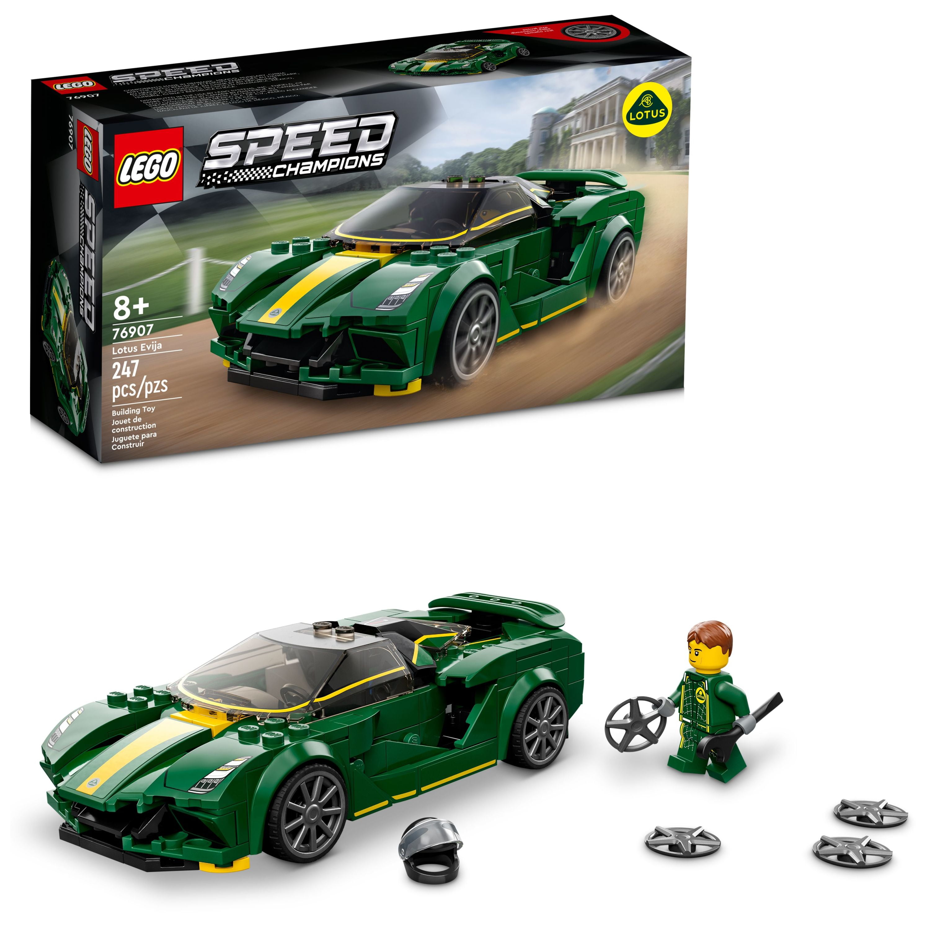 LEGO Speed Champions Lotus Evija 76907 Race Car Toy Model for Kids, Collectible Set with Racing Driver Minifigure