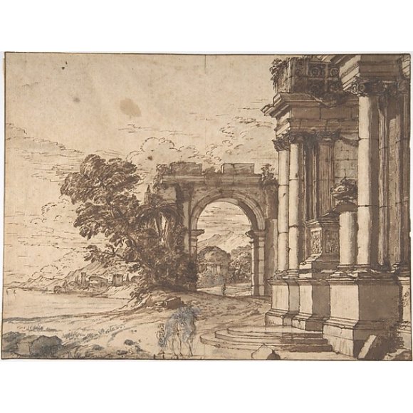 Landscape with Classical Architecture by a Lake Poster Print by Anonymous, French, 17th century (18 x 24)
