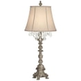 thumbnail image 2 of Barnes and Ivy Duval Traditional Table Lamp 34" Tall Distressed Antique White Candlestick Crystal Beige Bell Shade for Bedroom Living Room Nightstand, 2 of 9