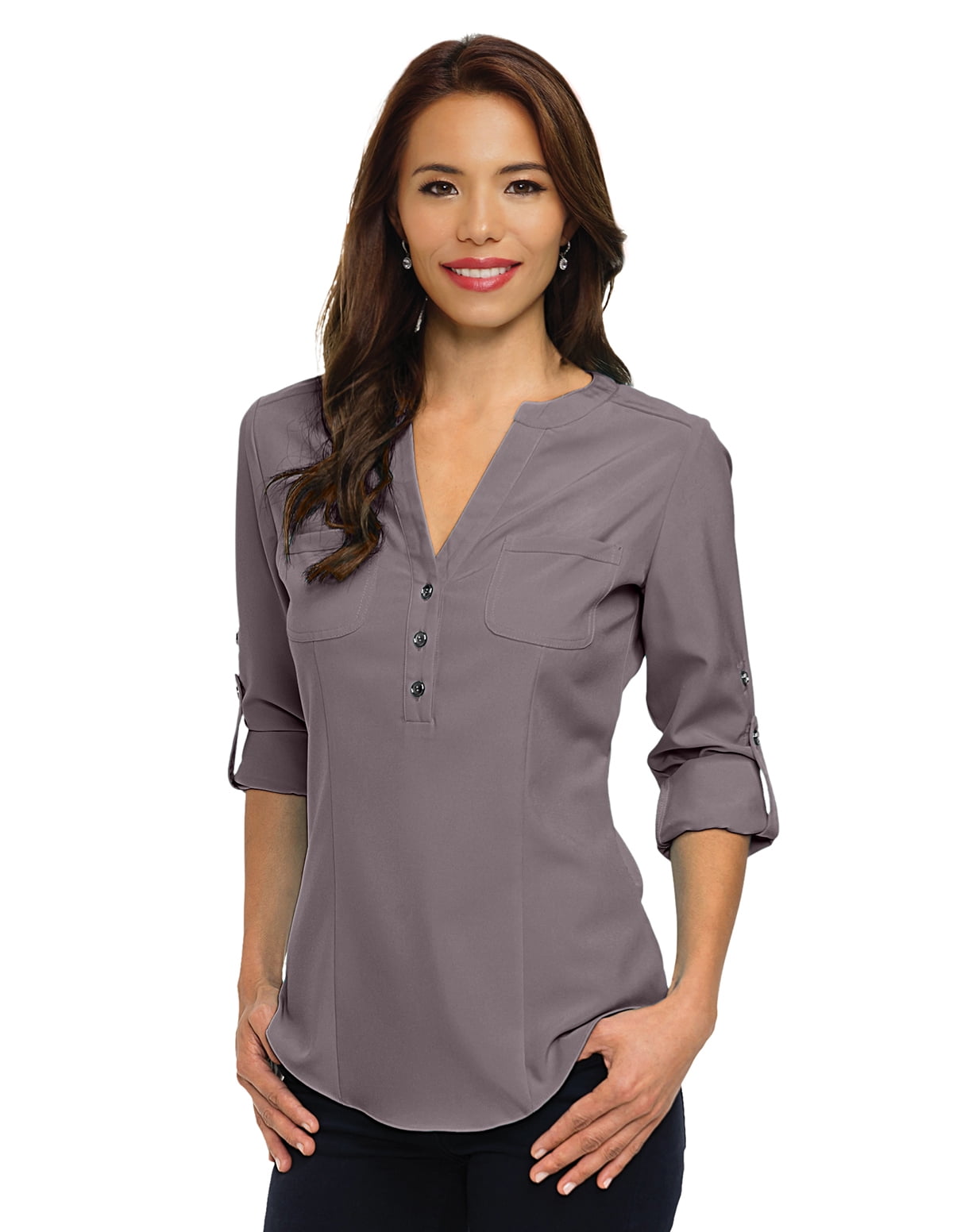 LilacBloom Julianne LB759 Womens Long Sleeve Shirt Pewter Large
