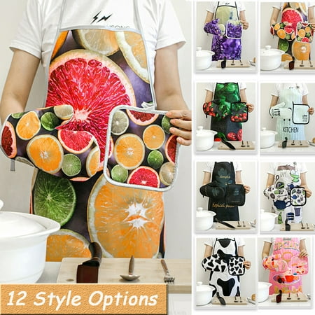 

Cooking Apron and Oven Gloves Set Kitchen Apron with Pocket Heat Resistant Pot Holder Waterproof Chef Baking Apron for Women Home Kitchen Garden Restaurant