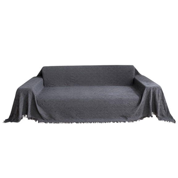 Polyester Sofa Towel 82.6x35.4in Soft Velvet Dust-Proof Sofa Cover Breathable Living Room Couch Protector Multipurpose Quilt (Gray)​