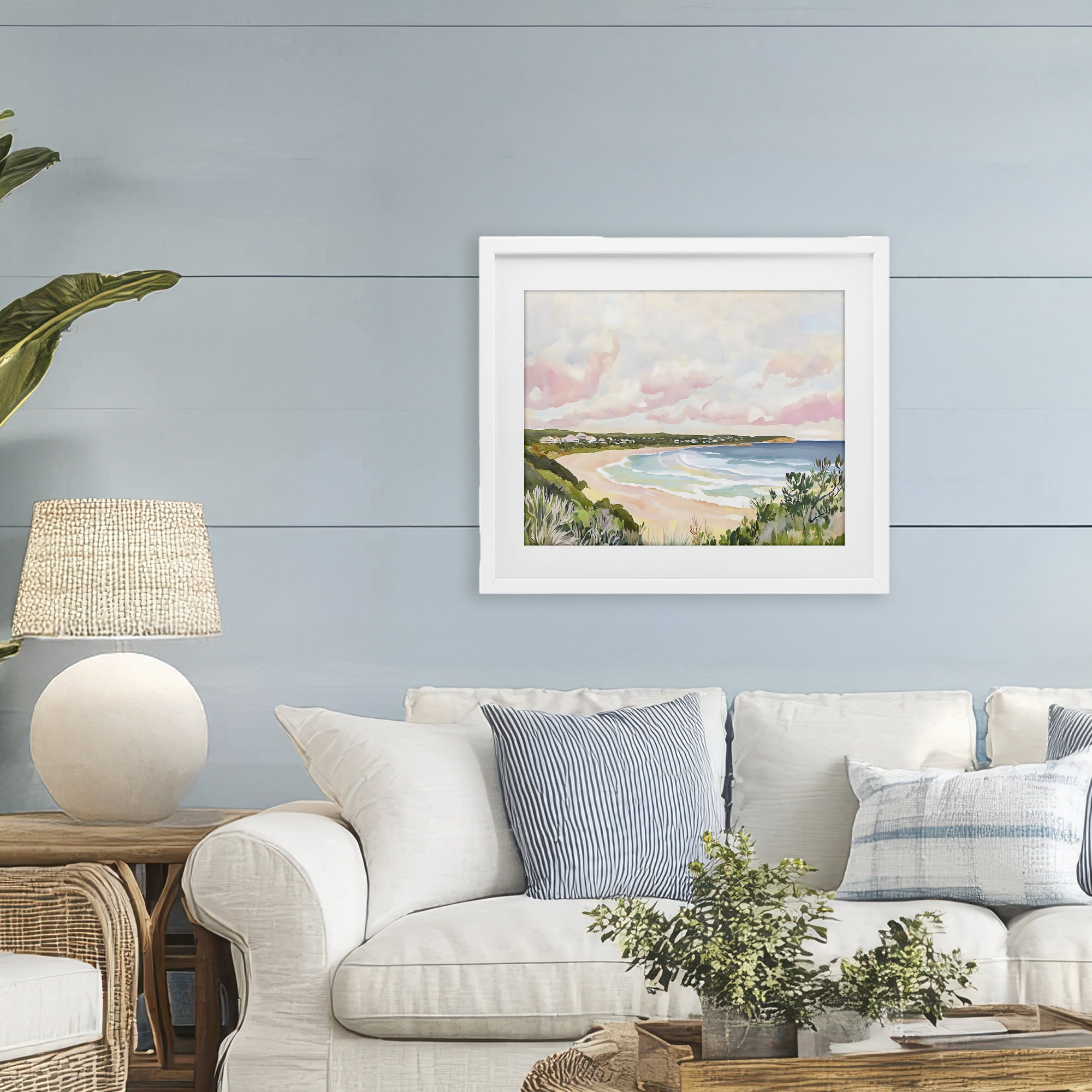 Stupell Industries Serene Sunset Beach Panorama White Framed Print Under Glass, design by The Prints Vibe