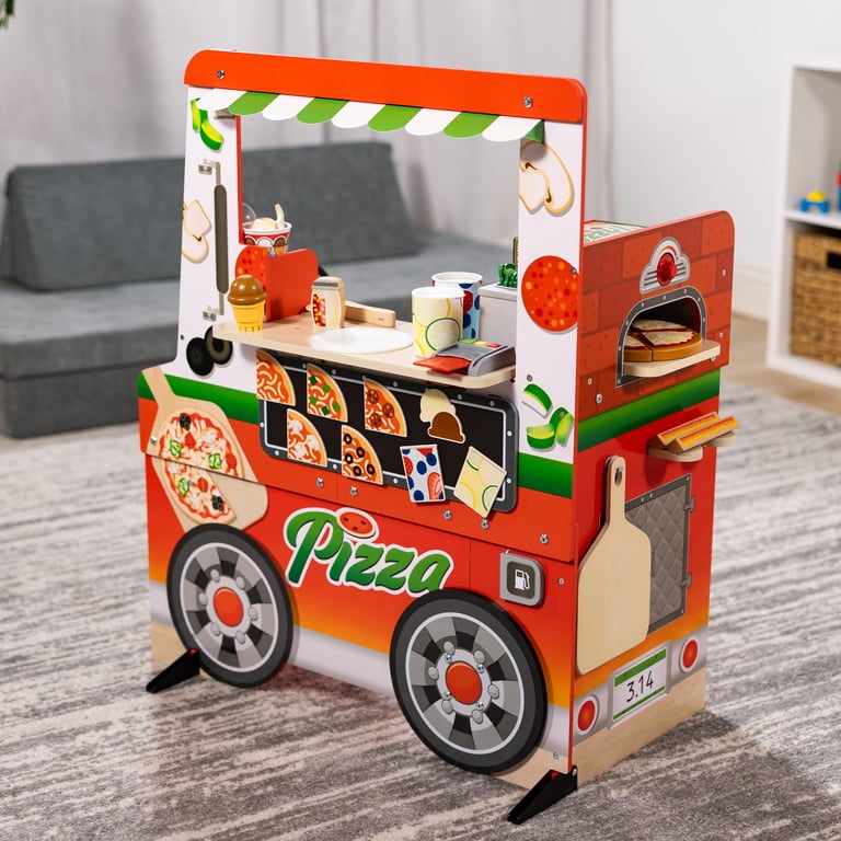 Melissa & Doug Wooden Pizza Food Truck Activity Center with Play