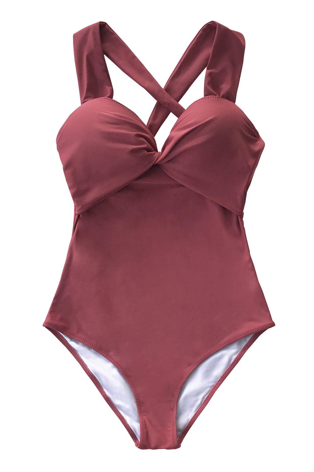 Cupshe - Women's Solid Red Twist and Cross One Piece Swimsuit ...