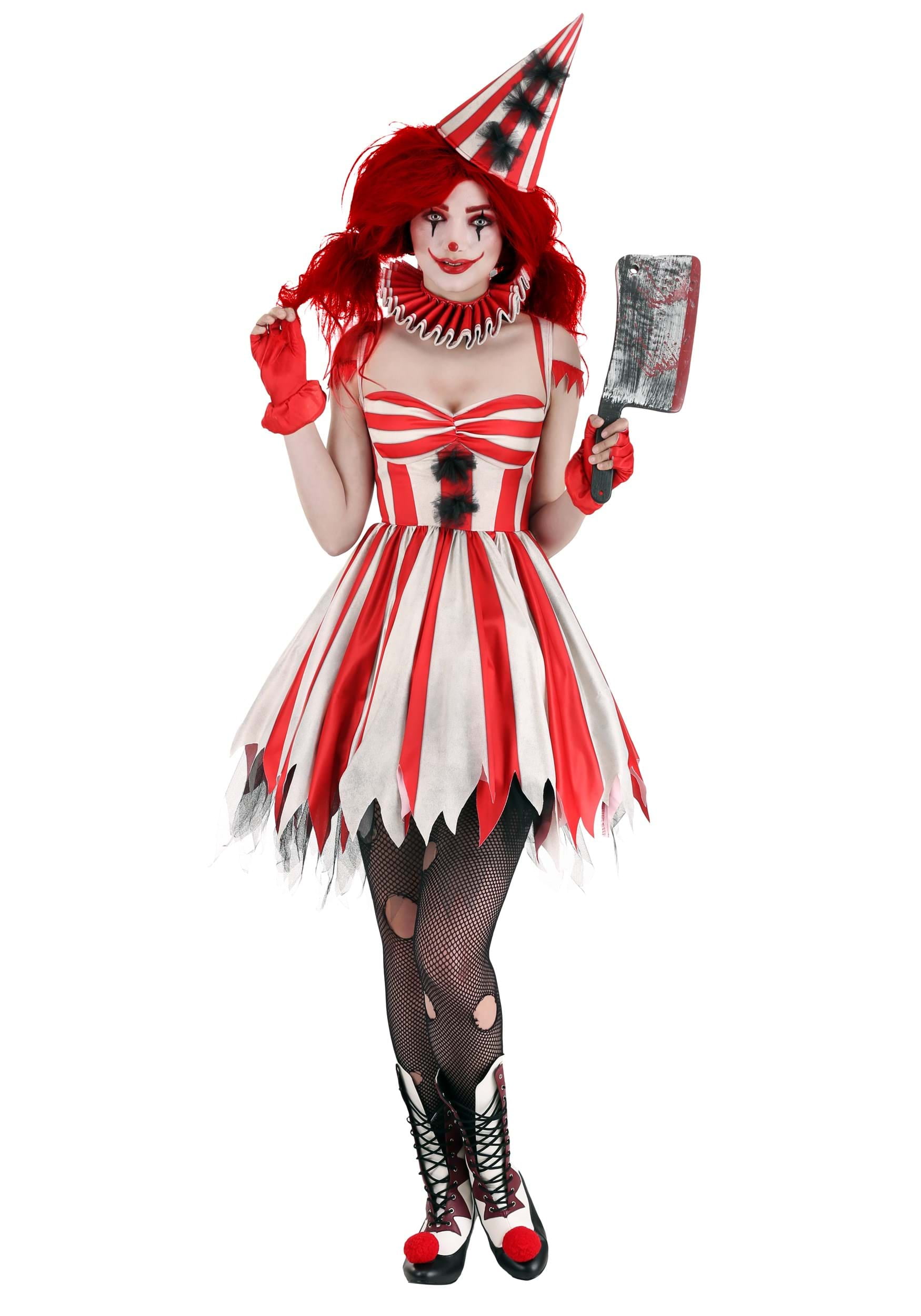Killer Clown Ladies Fancy Dress Halloween vintage Horreur Cirque Adultes Costume 