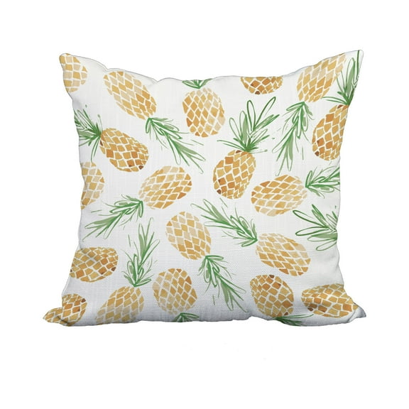 18 x 18 Inch Gold Geometric Print Decorative Polyester Throw Pillow with a Linen Texture