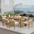 thumbnail image 2 of Harper & Bright Designs Wood Patio Dining Table Set for 6, Outdoor All-Weather Patio Dining Furniture with Rectangle Table and Chairs Set with Removable Cushions for Garden, Beige, Light Teak, 2 of 14