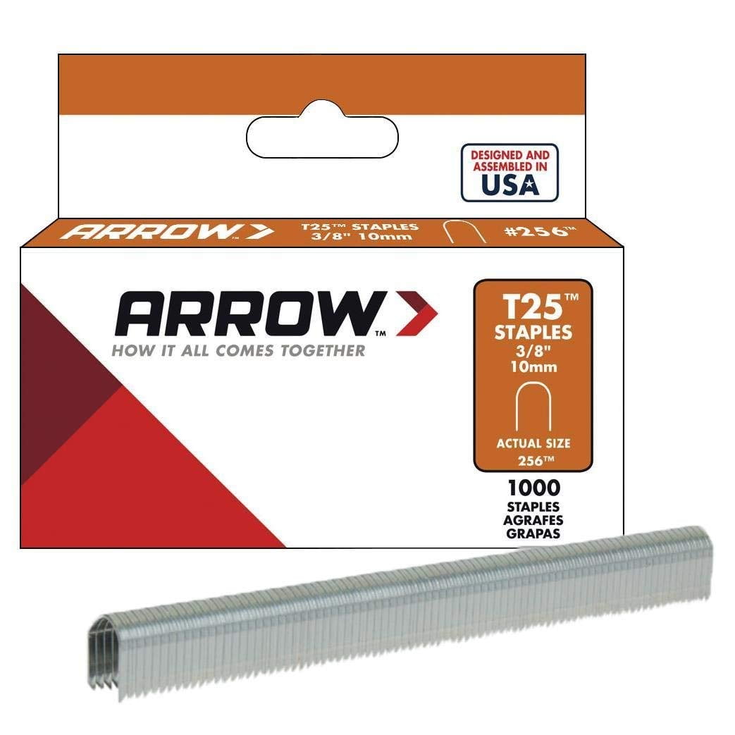 ARROW STAPLES T25  #259  9/16" ROUND CROWN 14MM 1000 COUNT BOX MADE IN USA 