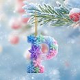 thumbnail image 3 of P Snowflake Series 2D Acrylic Backpack Car Pendant Decoration Ornament Alphabet Design P, 3 of 7