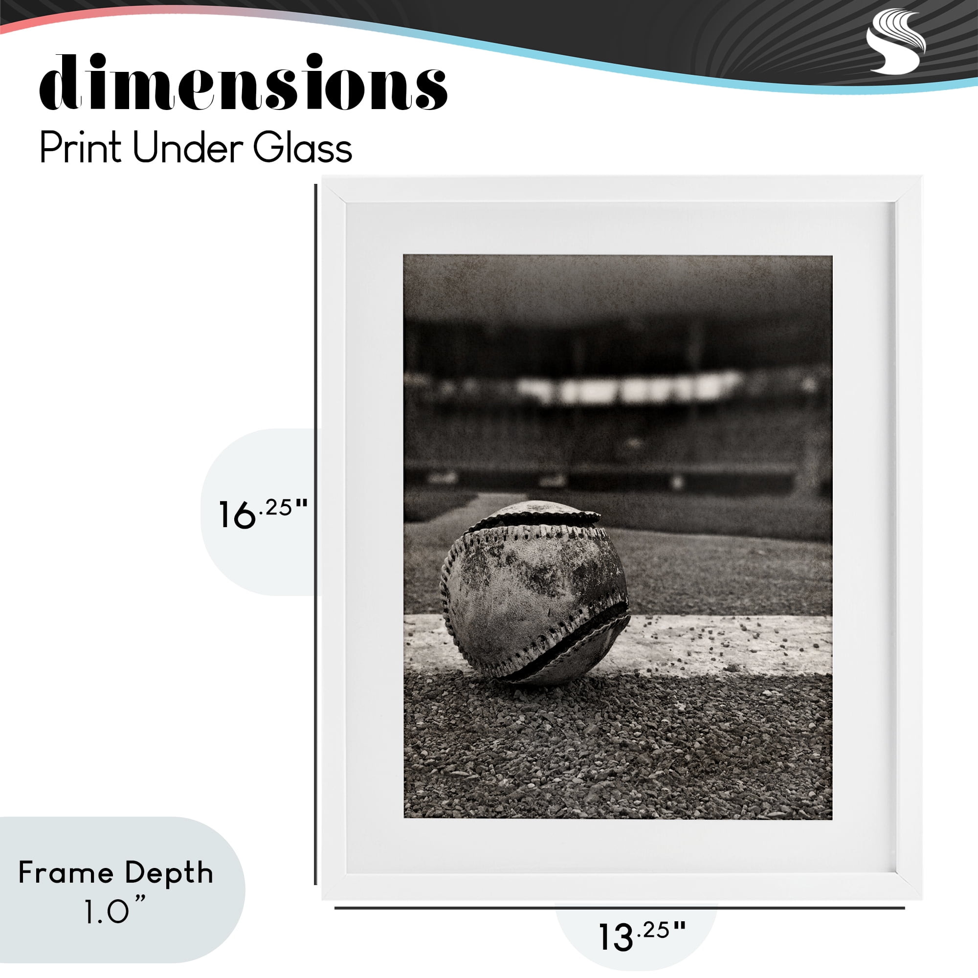 Stupell Industries Vintage Sports Weathered Baseball White Framed Print Under Glass, design by Marcus Prime