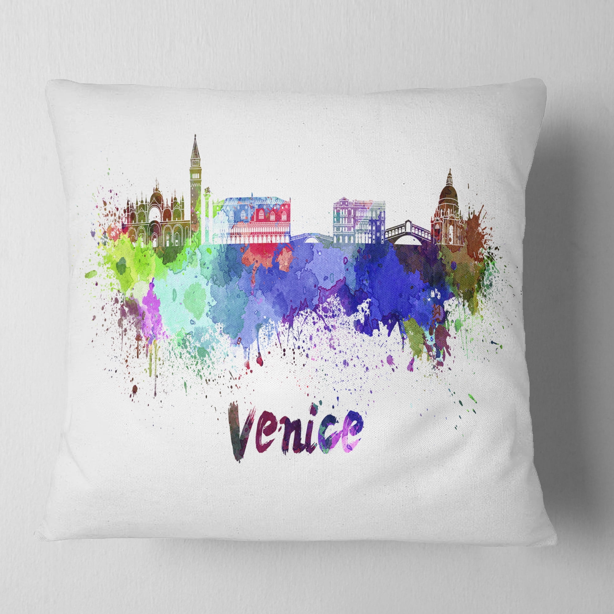 Designart Venice Skyline - Cityscape Throw Pillow - 16x16