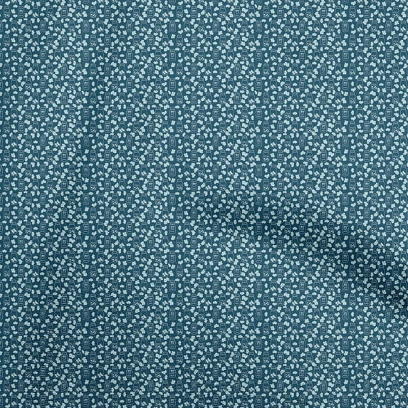 oneOone Cotton Silk Teal Blue Fabric Random Fabric For Sewing Printed Craft Fabric By The Yard 42 Inch Wide