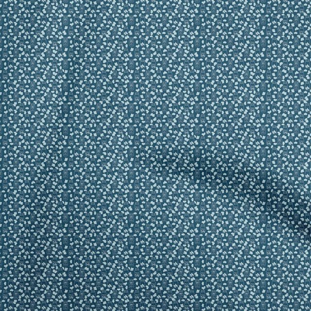 oneOone Georgette Viscose Teal Blue Fabric Random Craft Projects Decor Fabric Printed By The Yard 42 Inch Wide