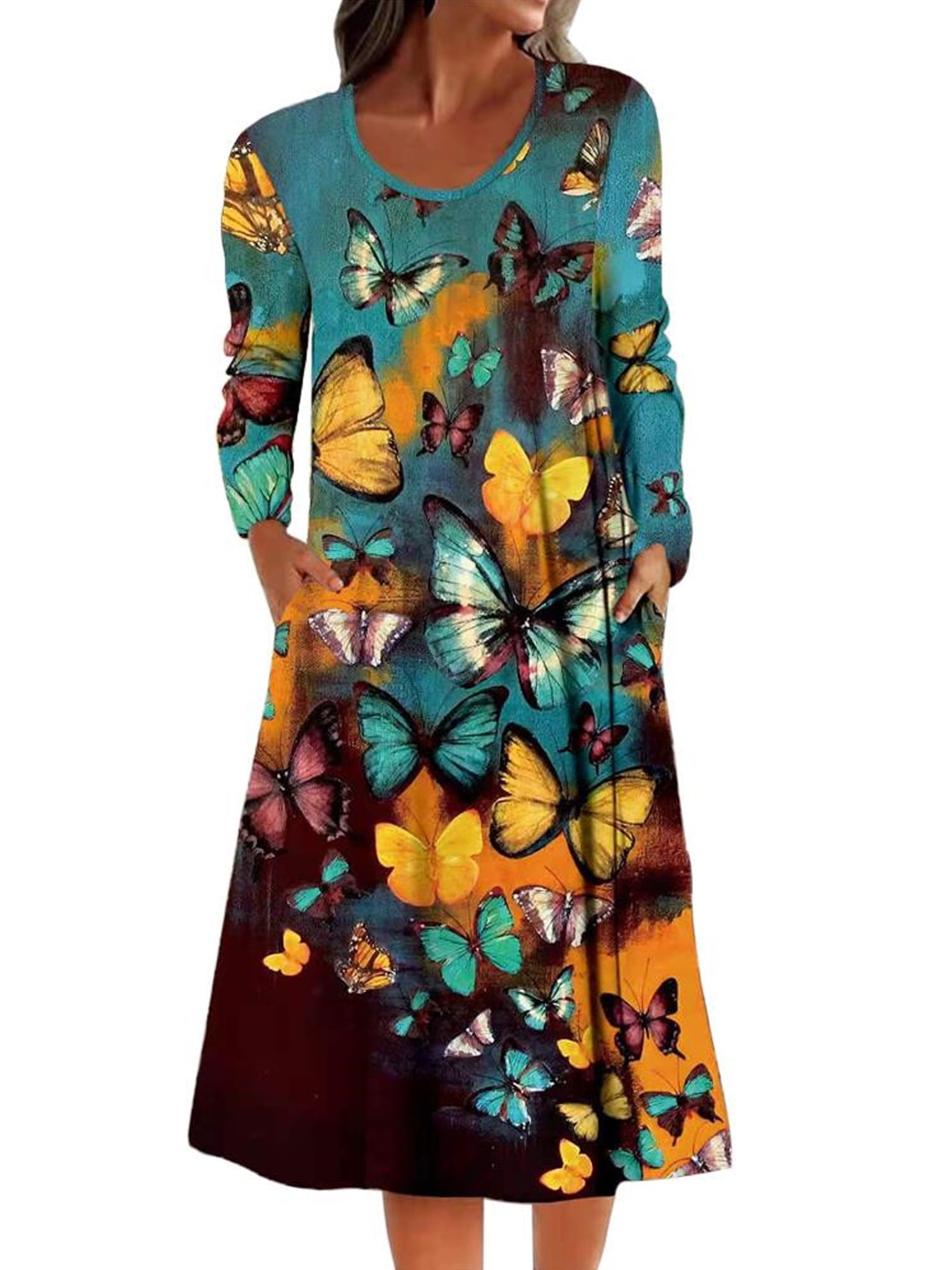ABICLOTH Women Floral Long Sleeve Crew 