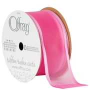 Offray Ribbon, Pink 1 1/2 inch Wired Sheer Ribbon for Floral, Crafts, and Decor, 9 feet, 1 Each