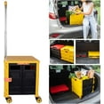 thumbnail image 5 of Foldable Utility Cart Folding Portable Rolling Crate Handcart Shopping Trolley Wheel Box with Lid Wear-Resistant Noiseless 360°Rotate Wheel for Travel Shopping Moving Storage Office Use (Yellow), 5 of 17