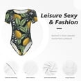 thumbnail image 6 of Daiia Citrus Fruits Elegant Lemons print Women's Crew Neck Short Sleeve Bodysuit Fashion Tops Fit Casual Basic Extender Bodysuit-Large, 6 of 9
