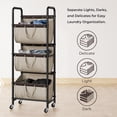 thumbnail image 6 of GRANNY SAYS 3-Tier Laundry Basket with Wheels, 120L Rolling Laundry Hamper Sorter, Metal Frame Laundry Organizer, 3 Bin Removable Bags, Light Khaki, 6 of 9