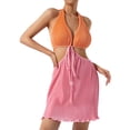 thumbnail image 4 of SAYOO Vestido corto de línea a sin espalda hueco de color de contraste de moda casual para mujer SAYOO Sexy, 4 of 8