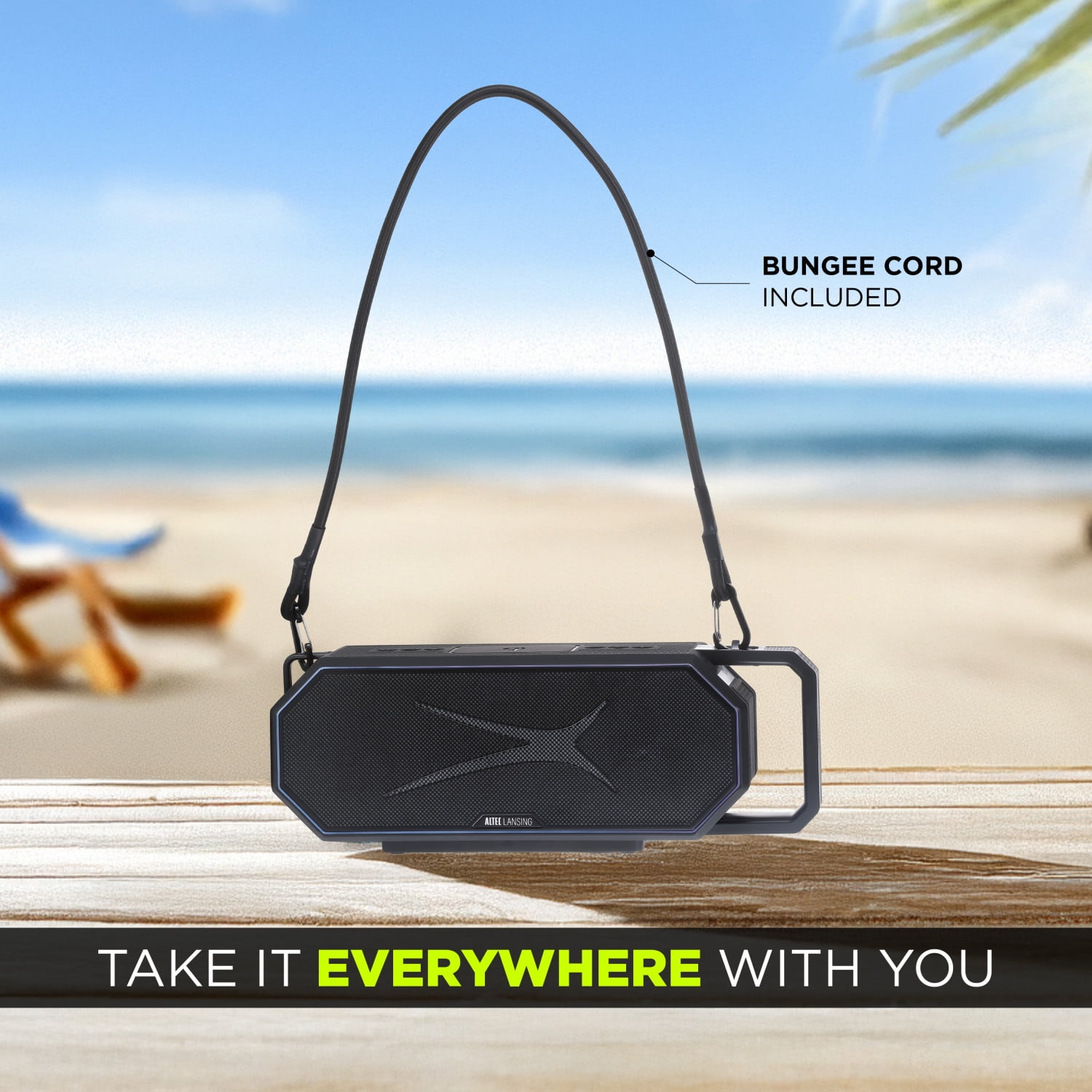 Altec Lansing HydraShock 2.0 EverythingProof™ Bluetooth Speaker, 20H Playtime, HyperEdge LED, Qi Wireless Charging, IP67 Waterproof, Party Sync, USB-C Fast Charge