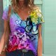thumbnail image 2 of Moda mujer casual manga corta cuello redondo impreso tops sueltos blusa Pompotops hkajfhjk464660, 2 of 8