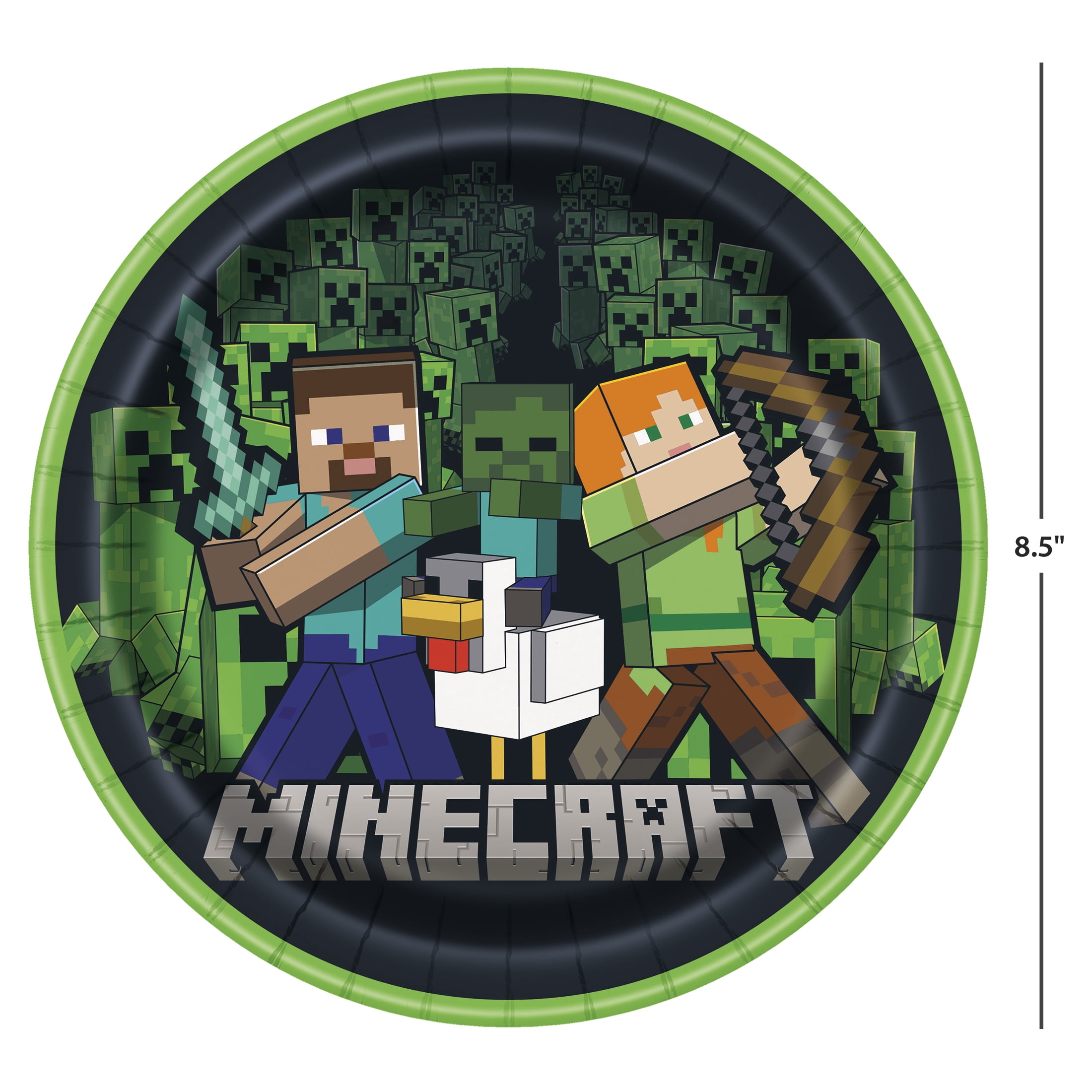 Minecraft 8 Count 8.5IN Multicolor Dinner Paper Plates