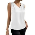 thumbnail image 3 of AnuYalue Womens V Neck Satin Tank Tops Dressy Casual Sleeveless Camisole Blouses Business Office Outfits, 3 of 9